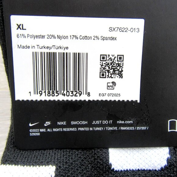 Nike Elite Crew Basketball Socks Men's Size 12-15 Black (1 Pack) NEW - Picture 10 of 10